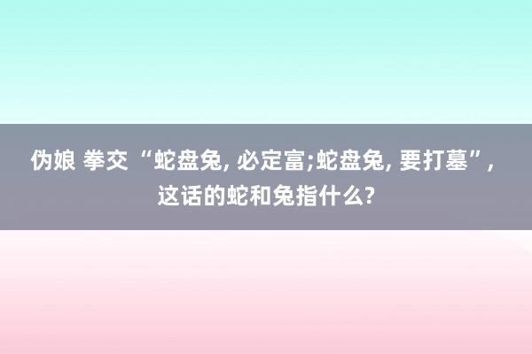伪娘 拳交 “蛇盘兔， 必定富;蛇盘兔， 要打墓”， 这话的蛇和兔指什么?