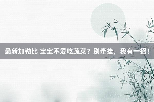 最新加勒比 宝宝不爱吃蔬菜？别牵挂，我有一招！